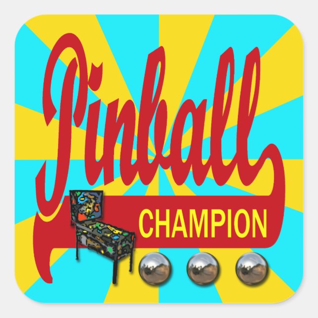 Pinball Champion Square Sticker (Front)