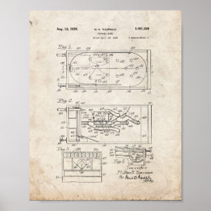 Pinball Game Patent - Old Look Poster