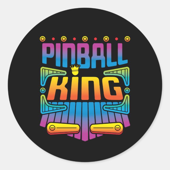 Pinball King Arcade Game Player Classic Round Sticker (Front)