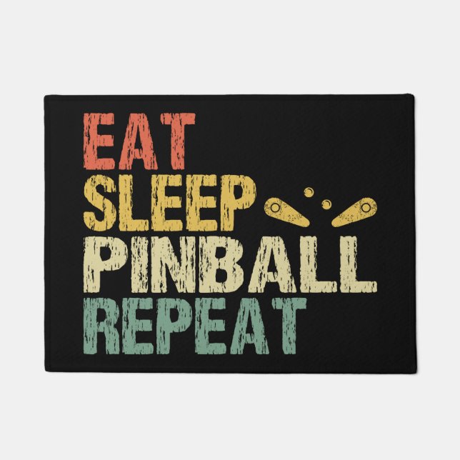 Pinball machine Arcade Retro Vintage Eat Sleep Doormat (Front)
