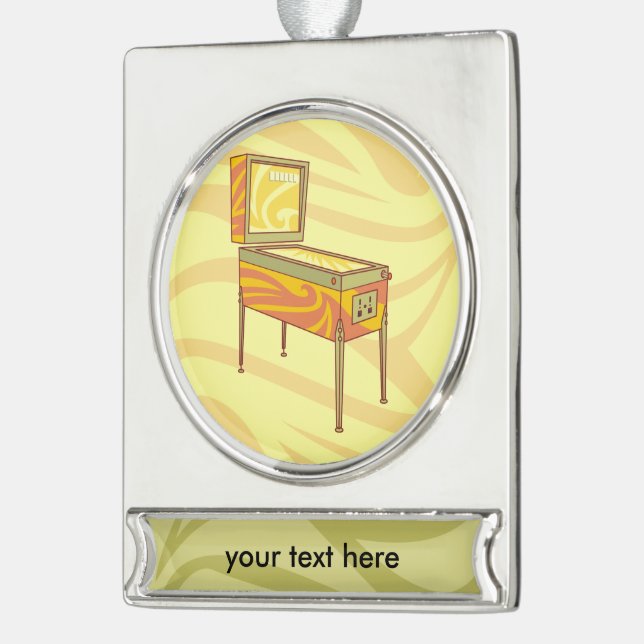 Pinball machine silver plated banner ornament (Left)