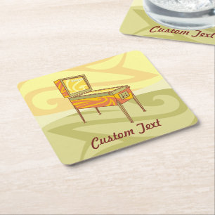 Pinball machine square paper coaster
