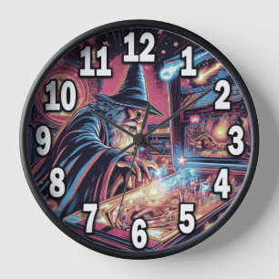 Pinball Player Wall Clock with Wood Frame #2