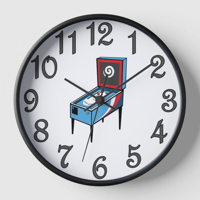 Pinball Player Wall Clock with Wood Frame #4 (Front)