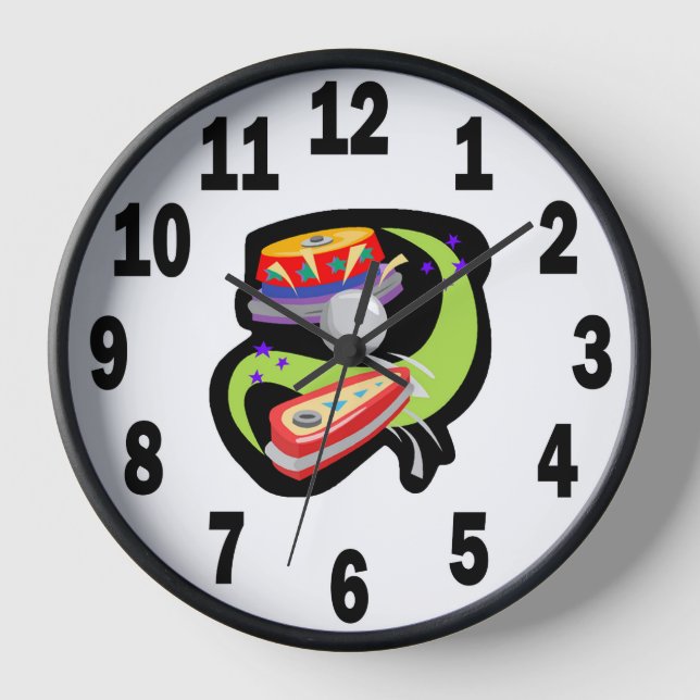 Pinball Player Wall Clock with Wood Frame #6 (Front)