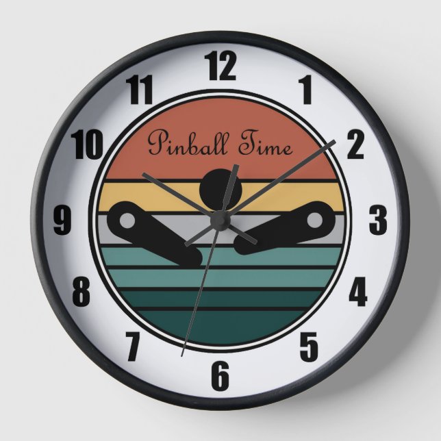 Pinball Player Wall Clock with Wood Frame #7 (Front)