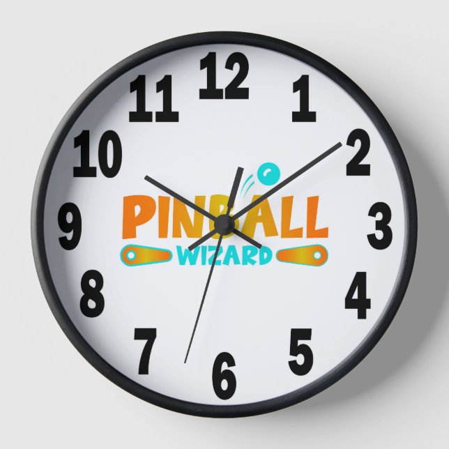 Pinball Player Wall Clock with Wood Frame #9 (Front)