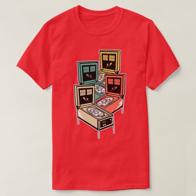 Pinball Shirt Retro Classic Vintage Arcade Shirt F (Design Front)