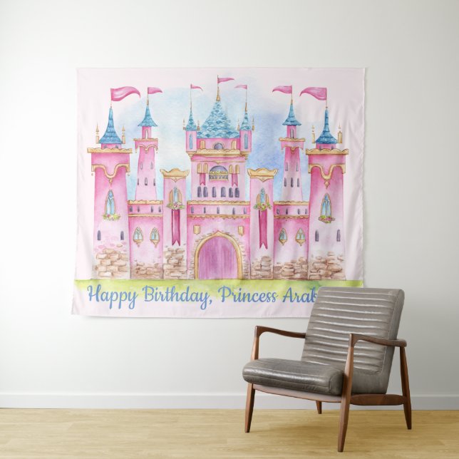 Pincess Birthday Party Backdrop Banner Tapestry (In Situ (Horizontal))