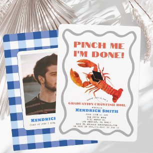 Pinch Me Crawfish Blue Graduation Party Photo Invitation