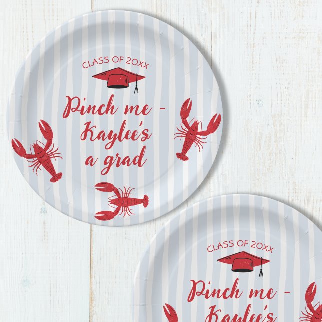 Pinch Me Crawfish & Cap 2025 Graduation Party Paper Plate (Pinch Me Crawfish & Cap 2025 Graduation Party Paper Plates)