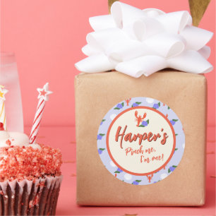 "Pinch Me! I'm One" Coastal Lobster Birthday  Classic Round Sticker