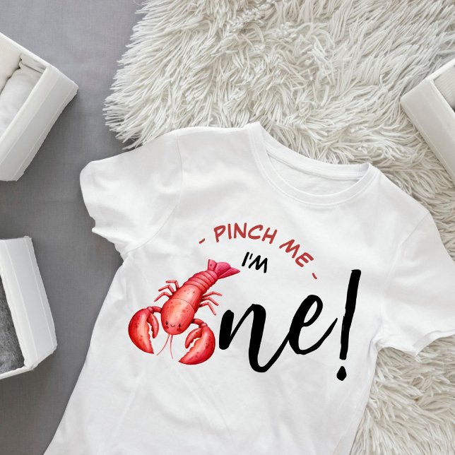 Pinch Me, I'm One Lobster Boy 1st Birthday  Baby T-Shirt (Creator Uploaded)