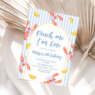 Pinch Me Lobster Birthday Coastal Invitation