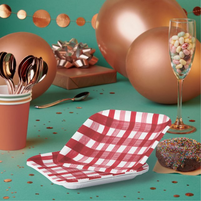 Pinch of Love Kitchen Red Party Paper Plate (Multi)