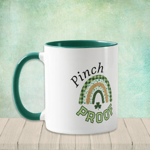 Pinch Proof St Patrick's Day Green Rainbow Plaid Mug