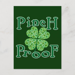 PINCH PROOF with Shamrocks Irish T-shirt Postcard