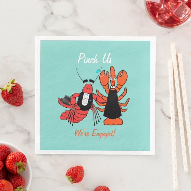 Pinch Us We're Engaged Crawfish Boil Shower Party Napkin (Insitu)