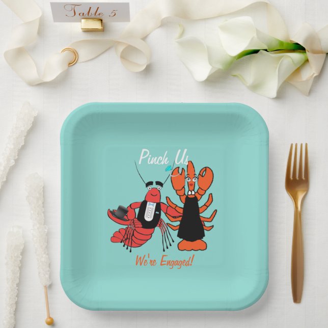 Pinch Us We're Engaged Crawfish Boil Shower Party Paper Plate (Wedding)