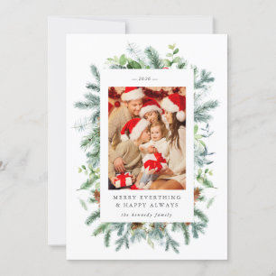 Pine and Berries Photo Christmas Holiday Card 