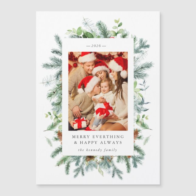 Pine and Berries Photo Christmas Holiday Card  (Front)