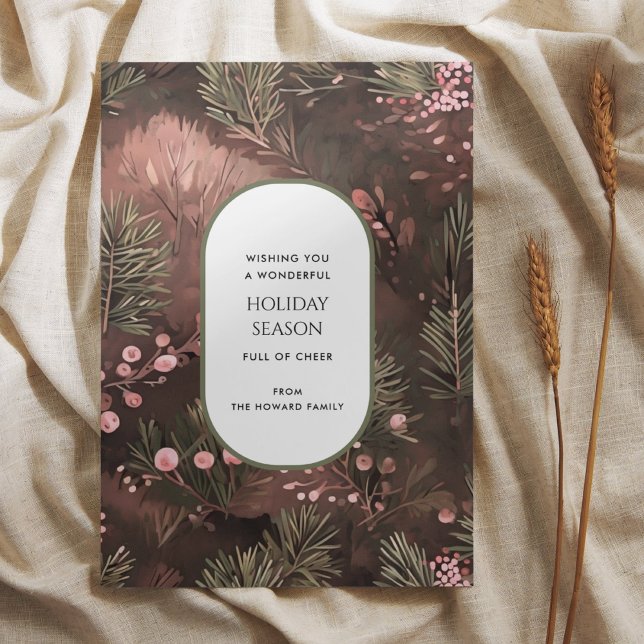 Pine and Berries Rustic Holiday Greetings Card (Creator Uploaded)