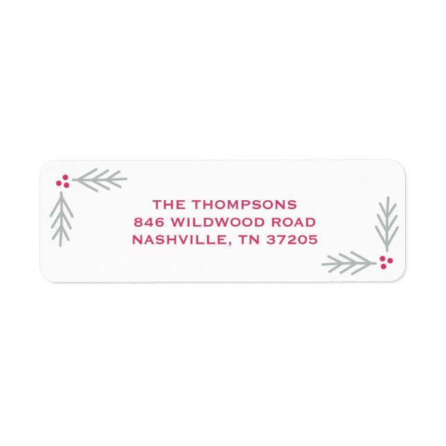 Pine and Berry Holiday Return Address Label (Front)