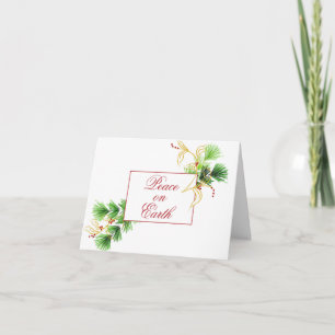 Pine and Gold Foliage with Berries Christmas Card