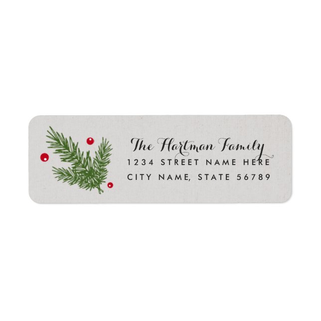 Pine and Holly Berries Return Address Labels (Front)