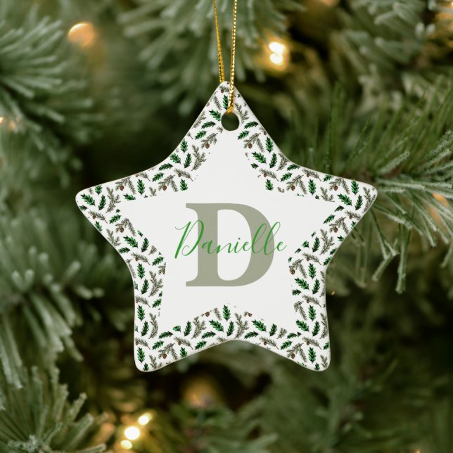 Pine and holly personalised ceramic ornament (Tree)