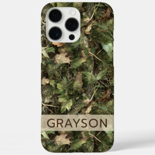 Pine and Leaves Camouflage Personalized iPhone 16 Pro Max Case