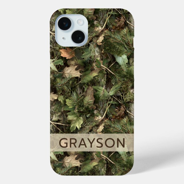 Pine and Leaves Camouflage Personalized Case-Mate iPhone Case (Back)