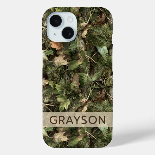 Pine and Leaves Camouflage Personalized Case-Mate iPhone Case (Back)