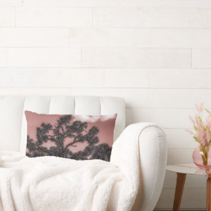 Pine and Palm Trees Silhouette Lumbar Cushion