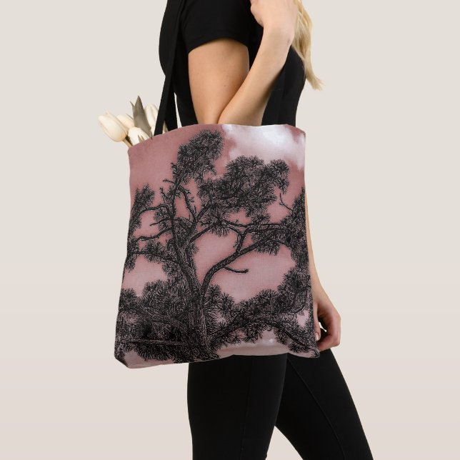Pine and Palm Trees Silhouette  Tote Bag (Close Up)