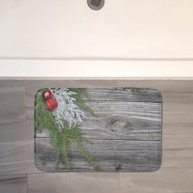 Pine And Weathered Wood Christmas Bath Mat (Creator Uploaded)