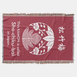 Pine,bamboo leaves,ume throw blanket