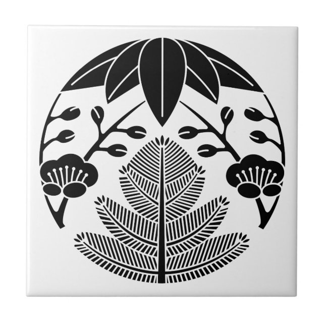 Pine bamboo ume ceramic tile (Front)