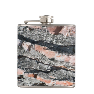 Pine bark pattern hip flask