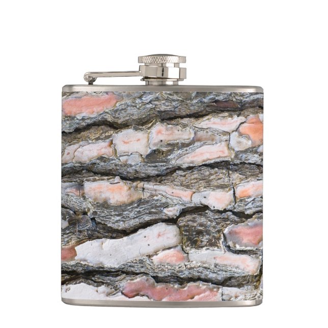 Pine bark pattern hip flask (Front)