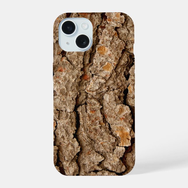 Pine Bark Texture iPhone 15 Case (Back)