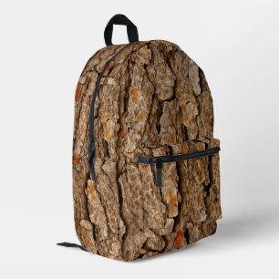 Pine Bark Texture Printed Backpack