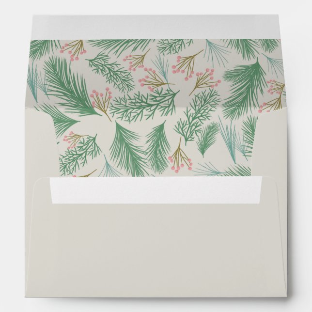 Pine Berries Christmas Holiday 5x7 Beige Envelope (Back (Bottom))