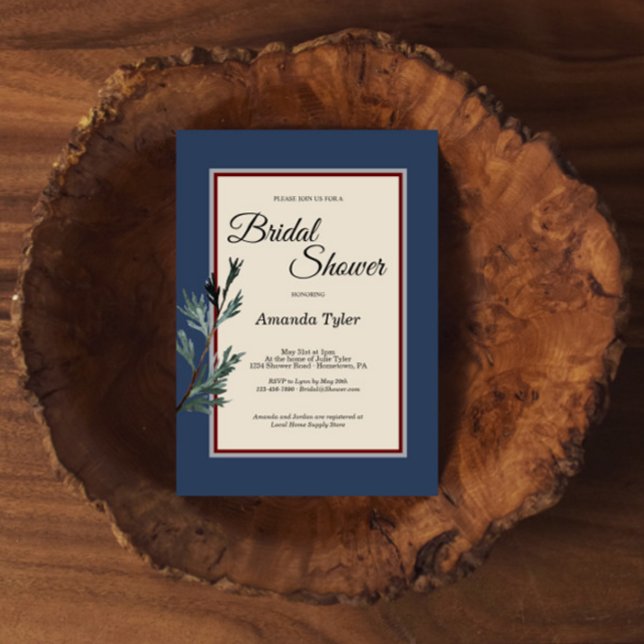 Pine Blue Winter Bridal Shower Invitation (Creator Uploaded)