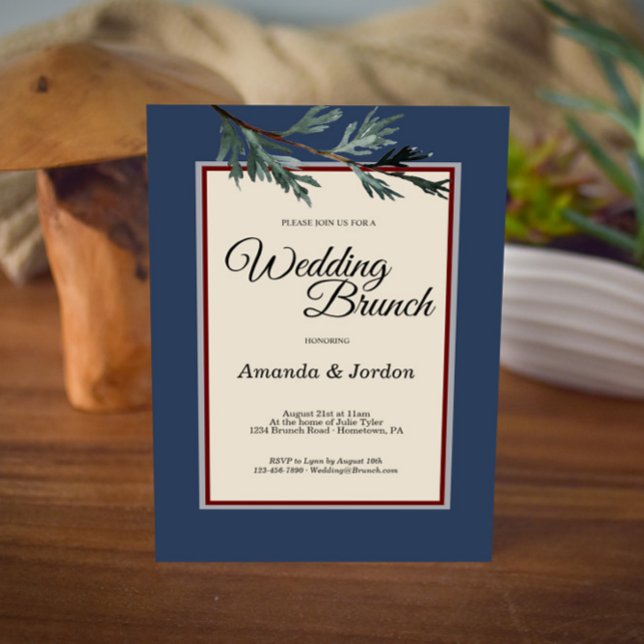 Pine Blue Winter Wedding Brunch Invitation (Creator Uploaded)