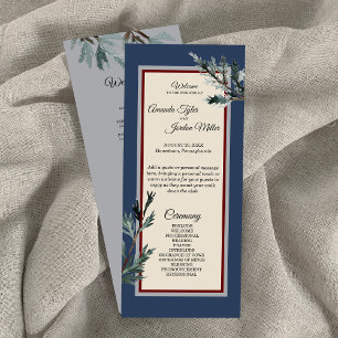 Pine Blue Winter Wedding Program