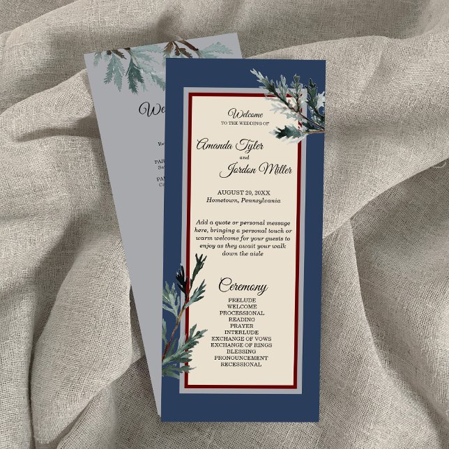 Pine Blue Winter Wedding Program (Creator Uploaded)