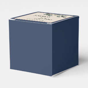 Pine Blue Winter Wedding Square Favour Box