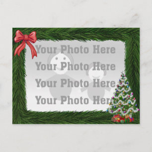 Pine Border Christmas Photo Postcard