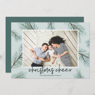 Pine Boughs Christmas Cheer Photo Holiday Card